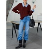 image:imageSidefeel Womens Fall Sweaters Collared Jumper TopsBurgundy