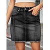 image:imageSidefeel Womens High Waist Seam Line Denim SkirtBlack