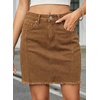 image:imageSidefeel Womens High Waist Seam Line Denim SkirtBrown