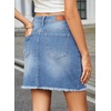 image:imageSidefeel Womens High Waist Seam Line Denim SkirtIceland Blue