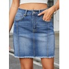image:imageSidefeel Womens High Waist Seam Line Denim SkirtLight Blue
