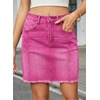 image:imageSidefeel Womens High Waist Seam Line Denim SkirtRose Red