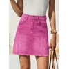 image:imageSidefeel Womens High Waist Seam Line Denim SkirtRose Red