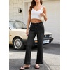 image:imageSidefeel Womens High Waist Straight Leg Jeans Ruffle Hem Denim PantsBlack