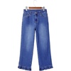 image:imageSidefeel Womens High Waist Straight Leg Jeans Ruffle Hem Denim PantsDark Blue