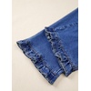 image:imageSidefeel Womens High Waist Straight Leg Jeans Ruffle Hem Denim PantsDark Blue