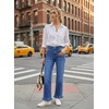 image:imageSidefeel Womens High Waist Straight Leg Jeans Ruffle Hem Denim PantsDark Blue