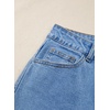 image:imageSidefeel Womens High Waist Straight Leg Jeans Ruffle Hem Denim PantsIceland Blue