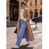 image:imageSidefeel Womens High Waist Straight Leg Jeans Ruffle Hem Denim PantsLight Blue