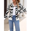 image:imageSidefeel Womens Long Sleeve Crewneck Animal Print Cardigans SweatersBlack