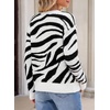 image:imageSidefeel Womens Long Sleeve Crewneck Animal Print Cardigans SweatersBlack