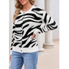 image:imageSidefeel Womens Long Sleeve Crewneck Animal Print Cardigans SweatersBlack
