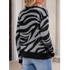 image:imageSidefeel Womens Long Sleeve Crewneck Animal Print Cardigans SweatersGray
