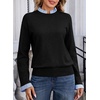 image:imageSidefeel Womens Long Sleeve Mock Neck 2 in 1 Pullover SweatersBlack