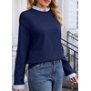 image:imageSidefeel Womens Long Sleeve Mock Neck 2 in 1 Pullover SweatersNavy Blue