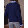 image:imageSidefeel Womens Long Sleeve Mock Neck 2 in 1 Pullover SweatersNavy Blue