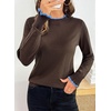image:imageSidefeel Womens Mock Neck Ruffle Pullover SweatersCoffee