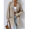 image:imageSidefeel Womens Open Front Chevron Cardigan SweatersKhaki