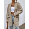 image:imageSidefeel Womens Open Front Chevron Cardigan SweatersKhaki