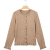 image:imageSidefeel Womens Ruffle Cropped Cardigan SweatersDark Khaki