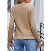 image:imageSidefeel Womens Ruffle Cropped Cardigan SweatersDark Khaki