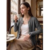 image:imageSidefeel Womens Ruffle Cropped Cardigan SweatersMedium Grey