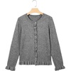 image:imageSidefeel Womens Ruffle Cropped Cardigan SweatersMedium Grey