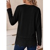 image:imageSidefeel Womens Shirts Long Sleeve Crewneck Lace Trim Stretch TopsBlack