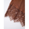image:imageSidefeel Womens Shirts Long Sleeve Crewneck Lace Trim Stretch TopsBrown