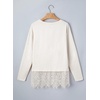 image:imageSidefeel Womens Shirts Long Sleeve Crewneck Lace Trim Stretch TopsWhite