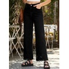 image:imageSidefeel Womens Wide Leg Embroidered Jeans Stretchy Denim PantsBlack