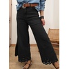 image:imageSidefeel Womens Wide Leg Embroidered Jeans Stretchy Denim PantsBlack