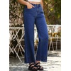 image:imageSidefeel Womens Wide Leg Embroidered Jeans Stretchy Denim PantsBluing