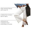 image:imageSidefeel Womens Wide Leg Embroidered Jeans Stretchy Denim PantsWhite