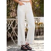 image:imageSidefeel Womens Wide Leg Embroidered Jeans Stretchy Denim PantsWhite