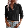image:imageSidefeel Womens Denim Shirt Button Down Long Sleeve Jean Blouses TopsBlack