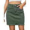image:imageSidefeel Womens High Waist Seam Line Denim SkirtGreen