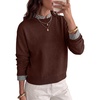 image:imageSidefeel Womens Long Sleeve Mock Neck 2 in 1 Pullover SweatersCoffee