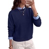 image:imageSidefeel Womens Long Sleeve Mock Neck 2 in 1 Pullover SweatersNavy Blue