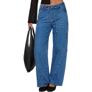 image:imageSidefeel Wide Leg Low Rise Jeans for Women TrendyLight Blue