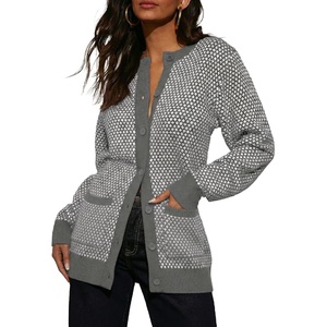 image:imageSidefeel Womens Button Down Plaid Cardigan Sweater Fall OutfitGray