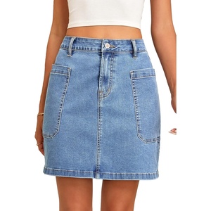 image:imageSidefeel Womens Cargo Pocket Straight Denim SkirtIceland Blue