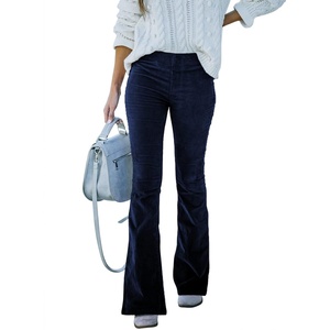 image:imageSidefeel Womens Flare Corduroy Pants Elastic Waist TrousersA Blue