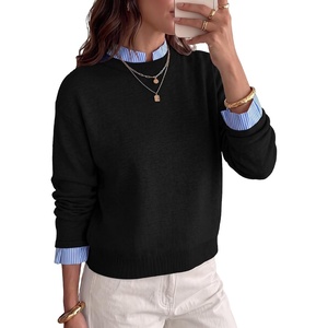 image:imageSidefeel Womens Long Sleeve Mock Neck 2 in 1 Pullover SweatersBlack