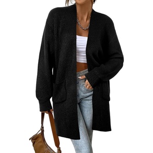 image:imageSidefeel Womens Open Front Chevron Cardigan SweatersSolid Black