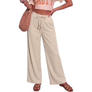image:imageSidefeel Womens Wide Leg Corduroy Pants High Waisted Fall TrousersBeige