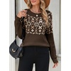 image:imageSidefeel Fair Isle Sweaters for Women Long Sleeve Sweaters Pullover TopsBrown