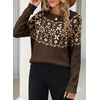 image:imageSidefeel Fair Isle Sweaters for Women Long Sleeve Sweaters Pullover TopsBrown