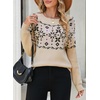 image:imageSidefeel Fair Isle Sweaters for Women Long Sleeve Sweaters Pullover TopsKhaki
