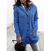 image:imageSidefeel Womens Cable Knit Fleece Lined Hood Cardigan SweatersHooded Blue